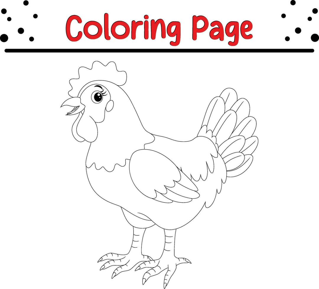 gallina colorazione pagina per bambini. vettore