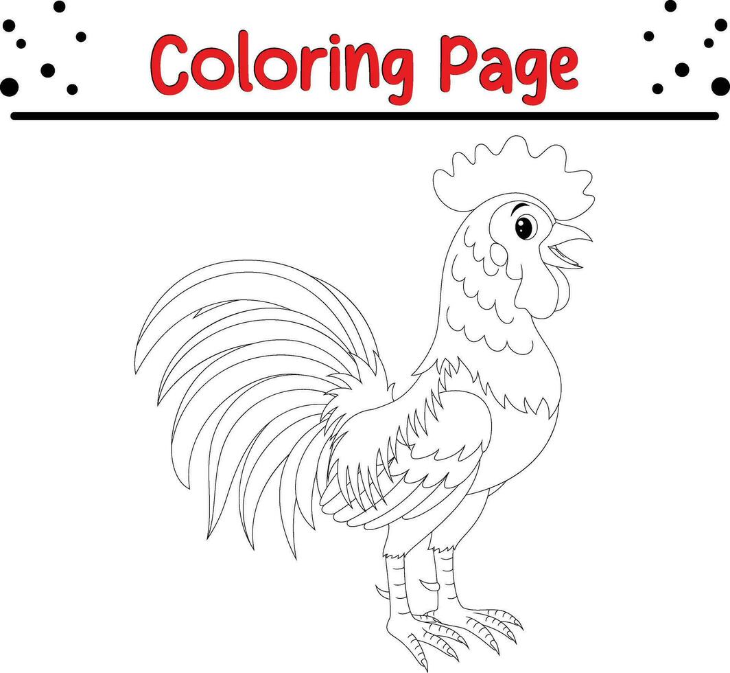 Gallo colorazione pagina per bambini. vettore