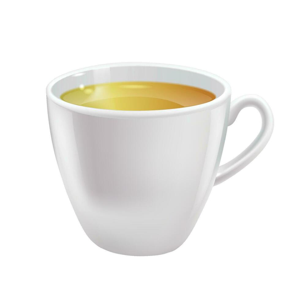 vettore tazza di tè vettore realistico isolato su bianca illustrazione piatto
