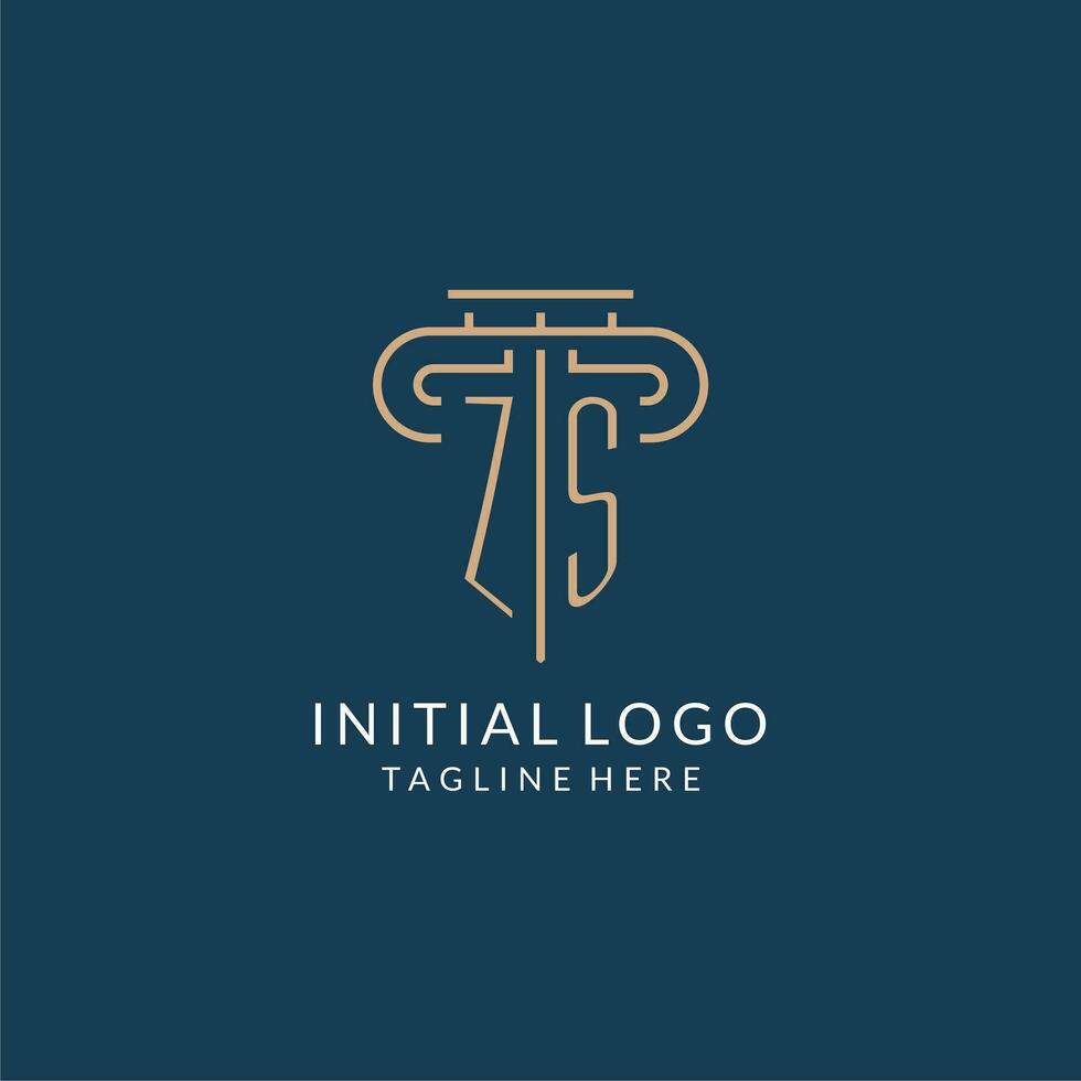 iniziale lettera zs pilastro logo, legge azienda logo design ispirazione vettore