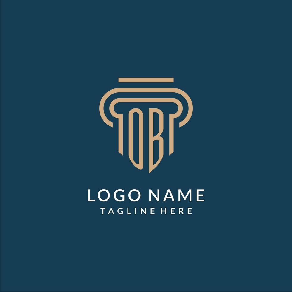 iniziale ob pilastro logo stile, lusso moderno avvocato legale legge azienda logo design vettore
