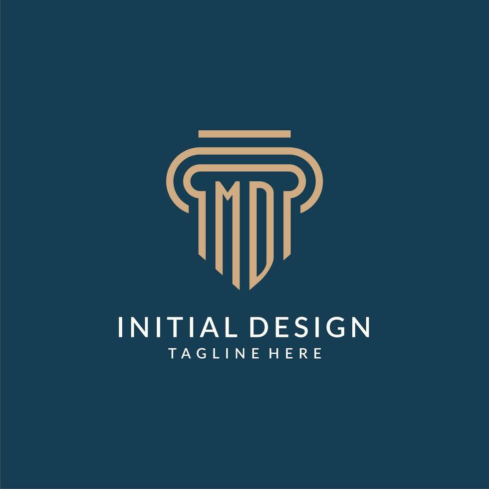 iniziale md pilastro logo stile, lusso moderno avvocato legale legge azienda logo design vettore