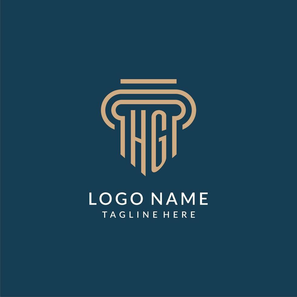 iniziale hg pilastro logo stile, lusso moderno avvocato legale legge azienda logo design vettore