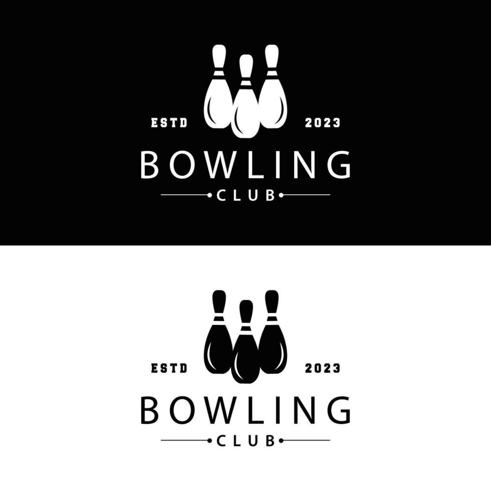 bowling gli sport club logo, bowling palla e perno design vettore torneo templet illustrazione