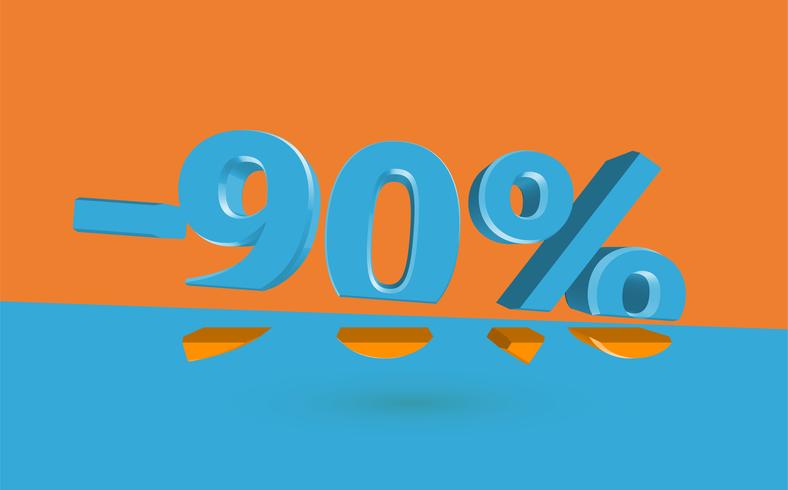 Illustrazione di vendita 3D con percentuale di taglio, vettoriale