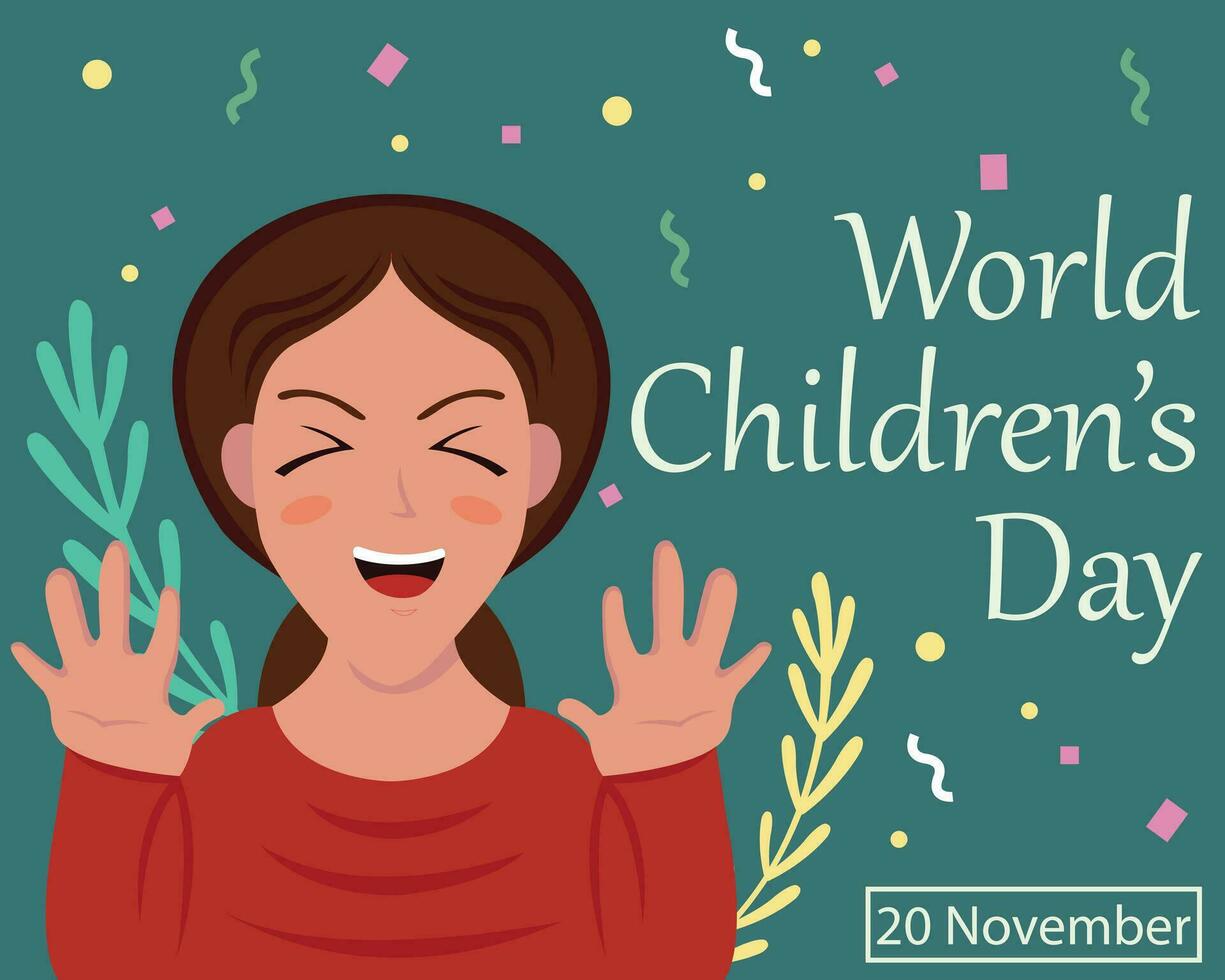 illustrazione vettore grafico di un' ragazza è ridendo felicemente, Perfetto per internazionale giorno, mondo bambini giorno, celebrare, saluto carta, eccetera.