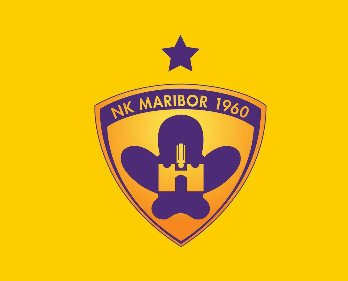 maribor club simbolo logo slovenia lega calcio astratto design vettore illustrazione con giallo sfondo