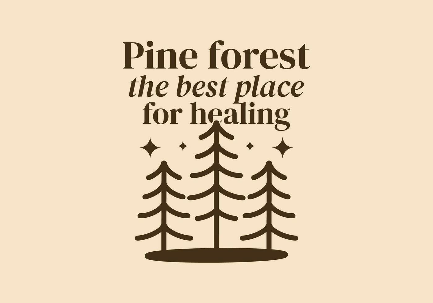 pino foresta, il migliore posto per guarigione. linea arte illustrazione design di pino alberi vettore