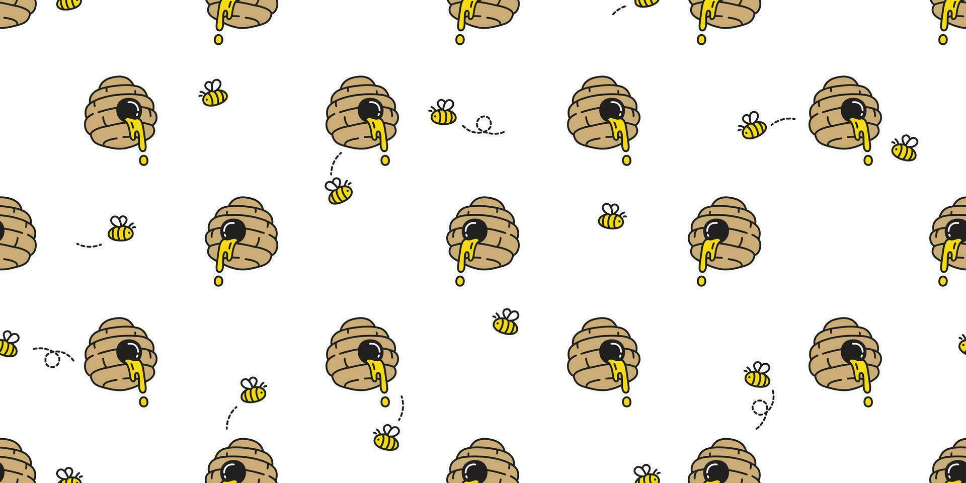 miele ape senza soluzione di continuità modello vettore orso polare marmellata sciarpa isolato cartone animato ripetere sfondo piastrella sfondo illustrazione scarabocchio design