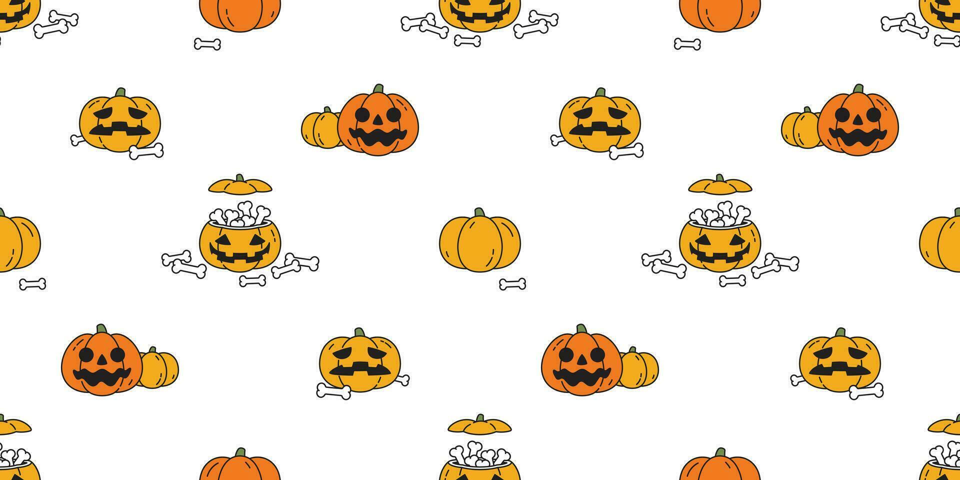 zucca Halloween senza soluzione di continuità modello vettore osso sciarpa isolato ripetere sfondo fantasma piastrella sfondo illustrazione icona simbolo cartone animato scarabocchio design