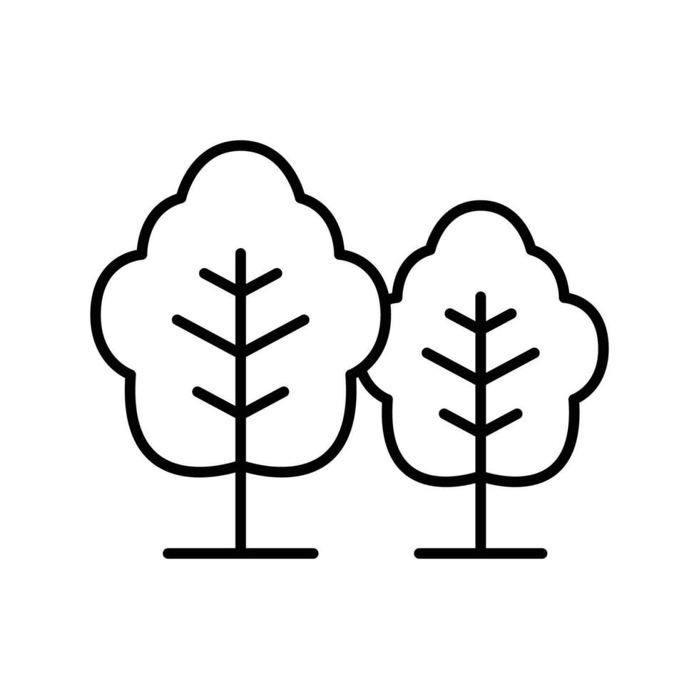 il gruppo di alberi icona. semplice schema stile. biodiversità, sostenibile, armonia, ambiente, natura, floreale, foresta concetto. magro linea simbolo. vettore illustrazione isolato.