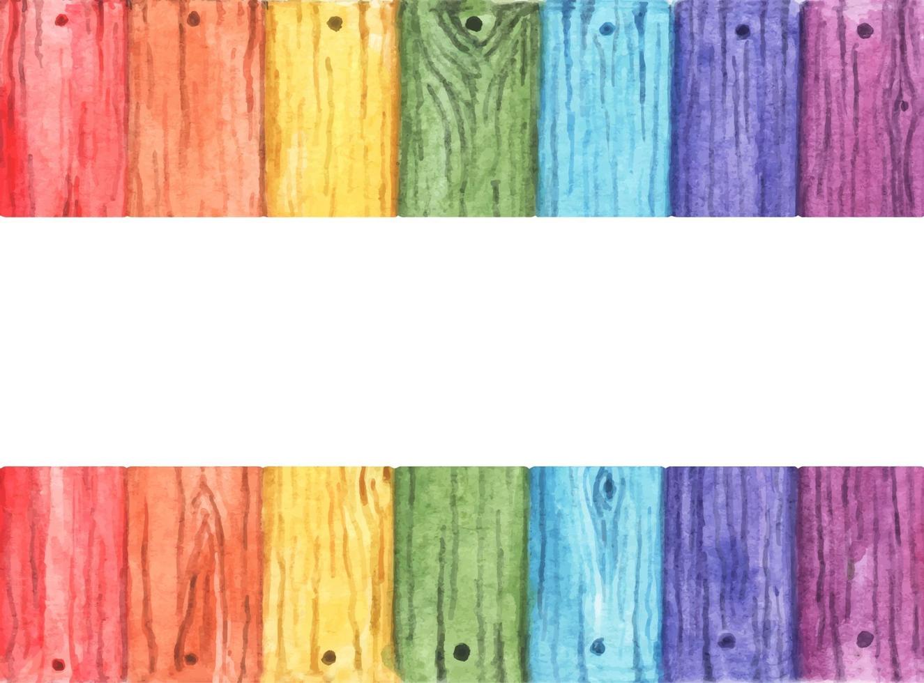 arcobaleno colorato dipinto su fondo di legno vecchio. vettore