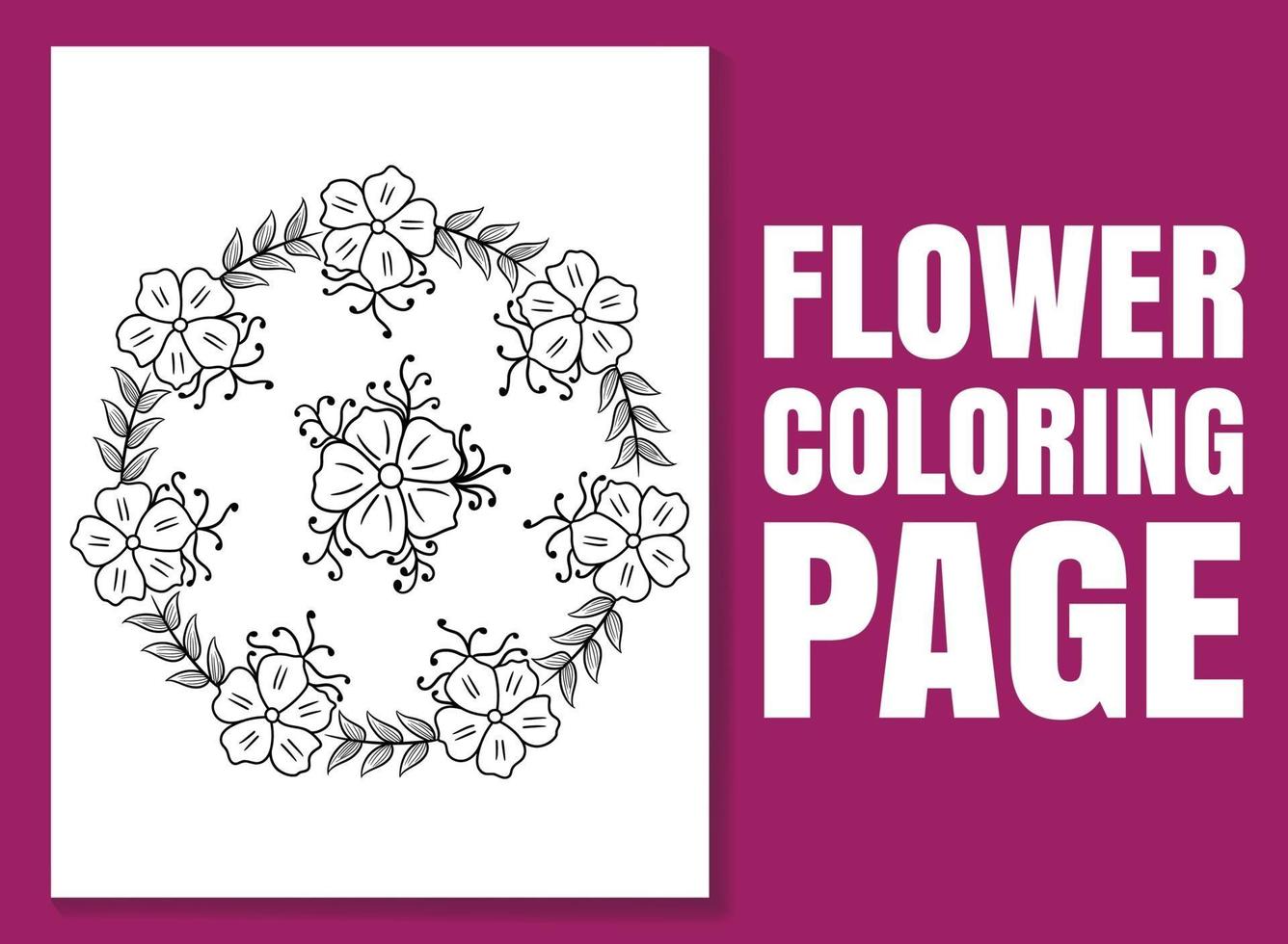 pagina del libro da colorare floreale per adulti e bambini. pagina da colorare vettore