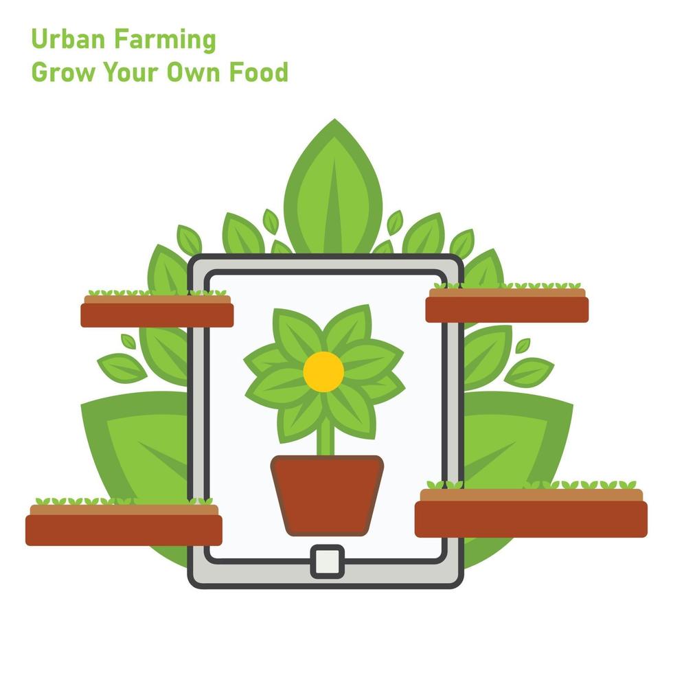 disegno dell'illustrazione di agricoltura urbana. vettore