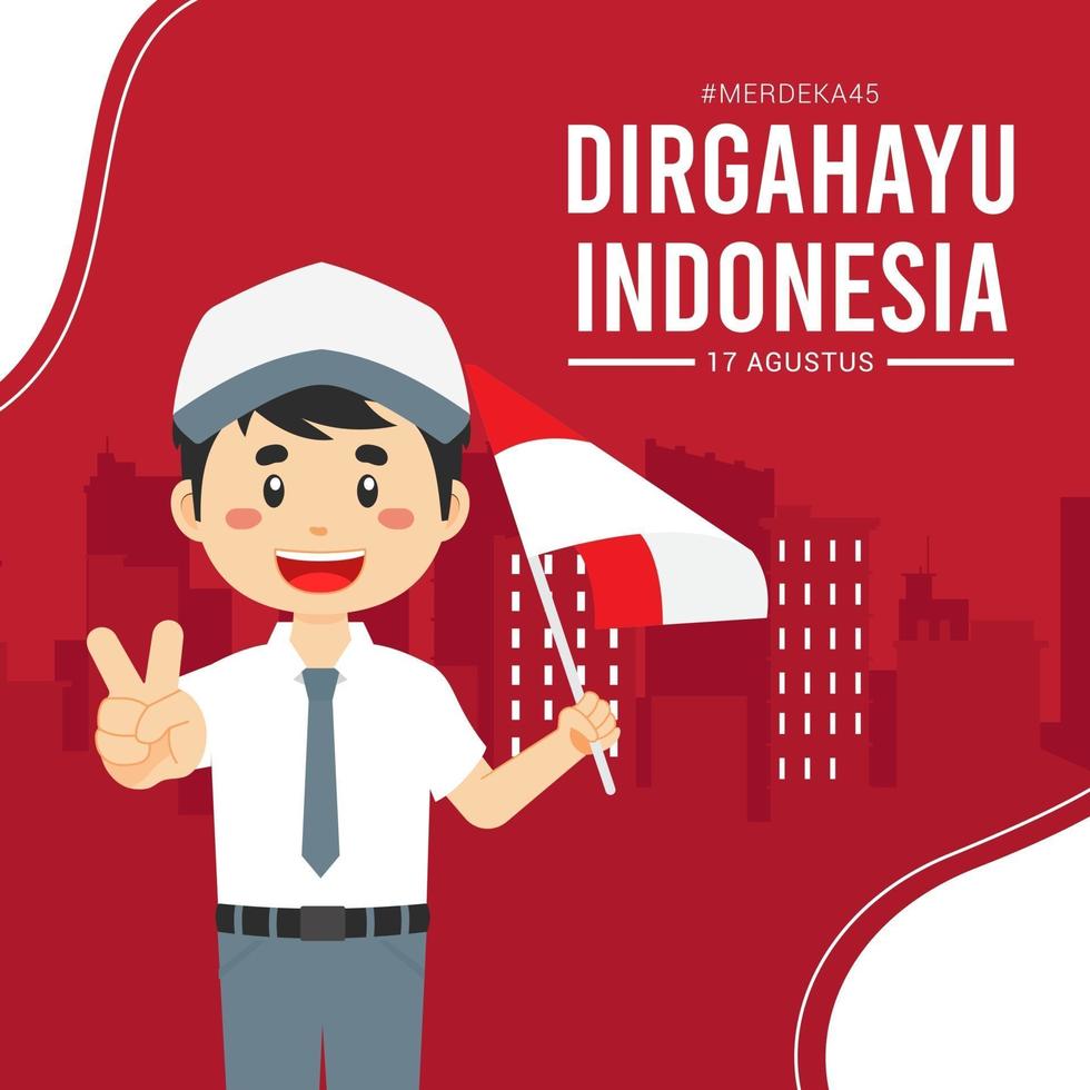 modello di banner per il giorno dell'indipendenza indonesiana vettore