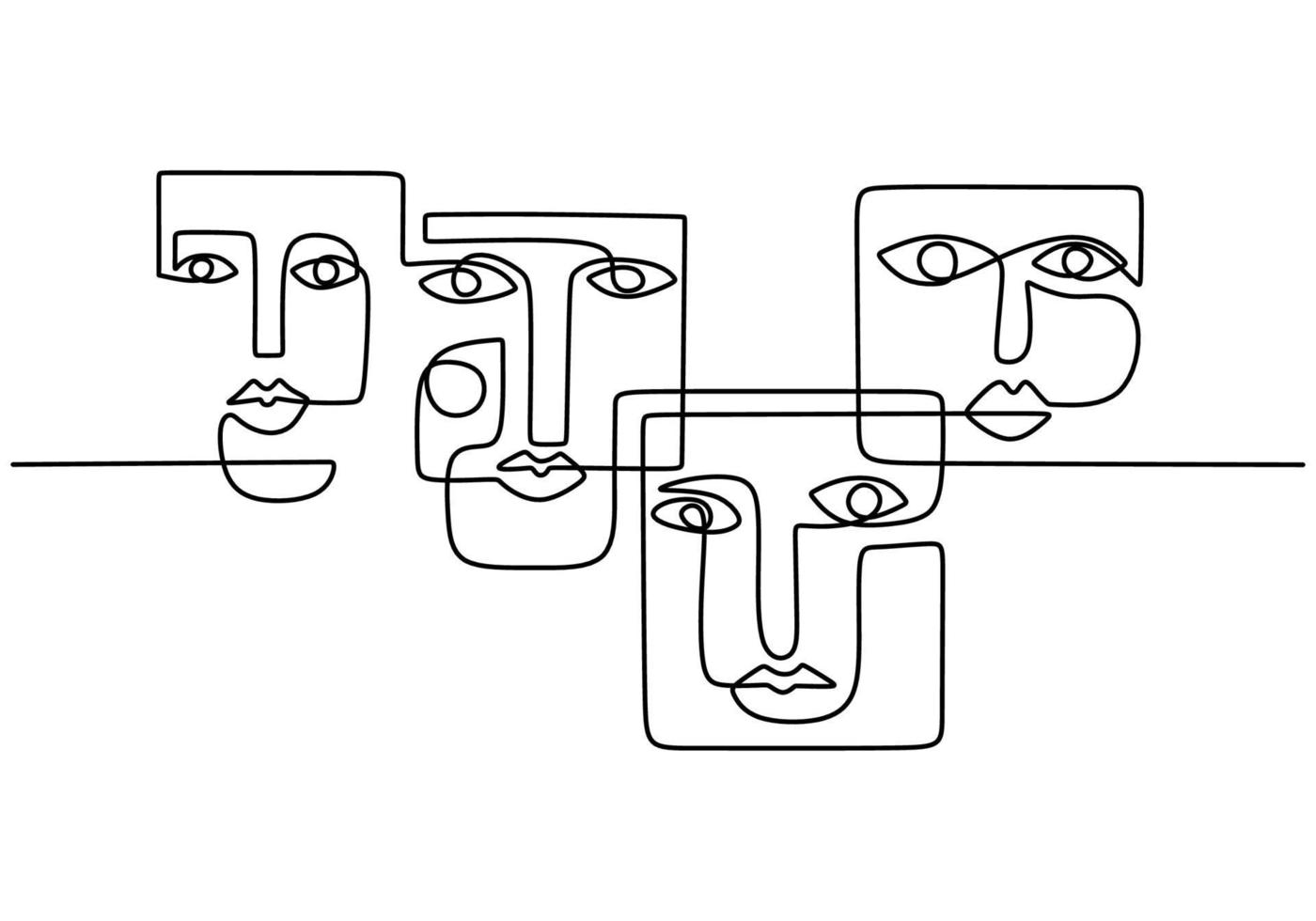 una linea continua che disegna una faccia astratta vettore