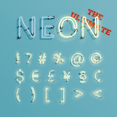 Il carattere al neon realistico compone, vector