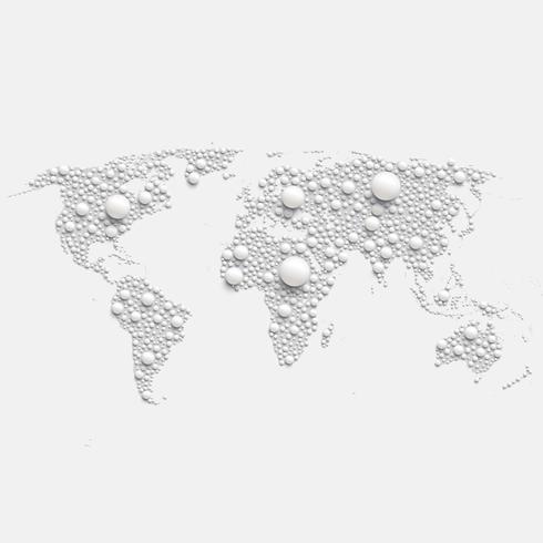 Mappa del mondo colorato fatto da palle e linee, illustrazione vettoriale