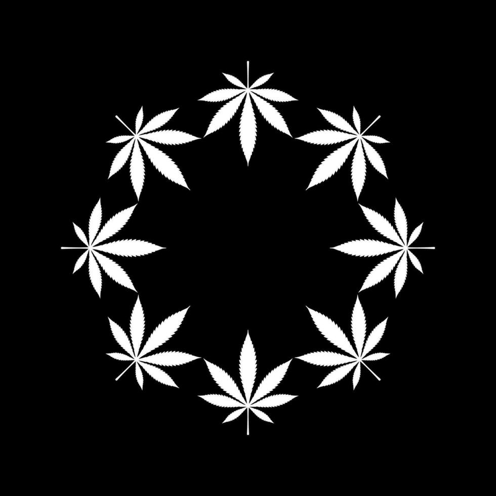 marijuana cerchio forma composizione, può uso per decorazione, ornato, sfondo, coperchio, arte illustrazione, tessile, tessuto, moda, o grafico design elemento. vettore illustrazione