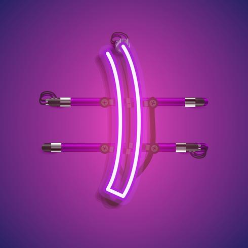 Carattere al neon realistico con fili e console, illustrazione vettoriale