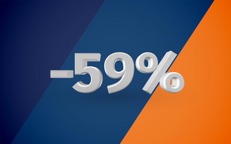Illustrazione di vendita 3D con percentuale, vettore