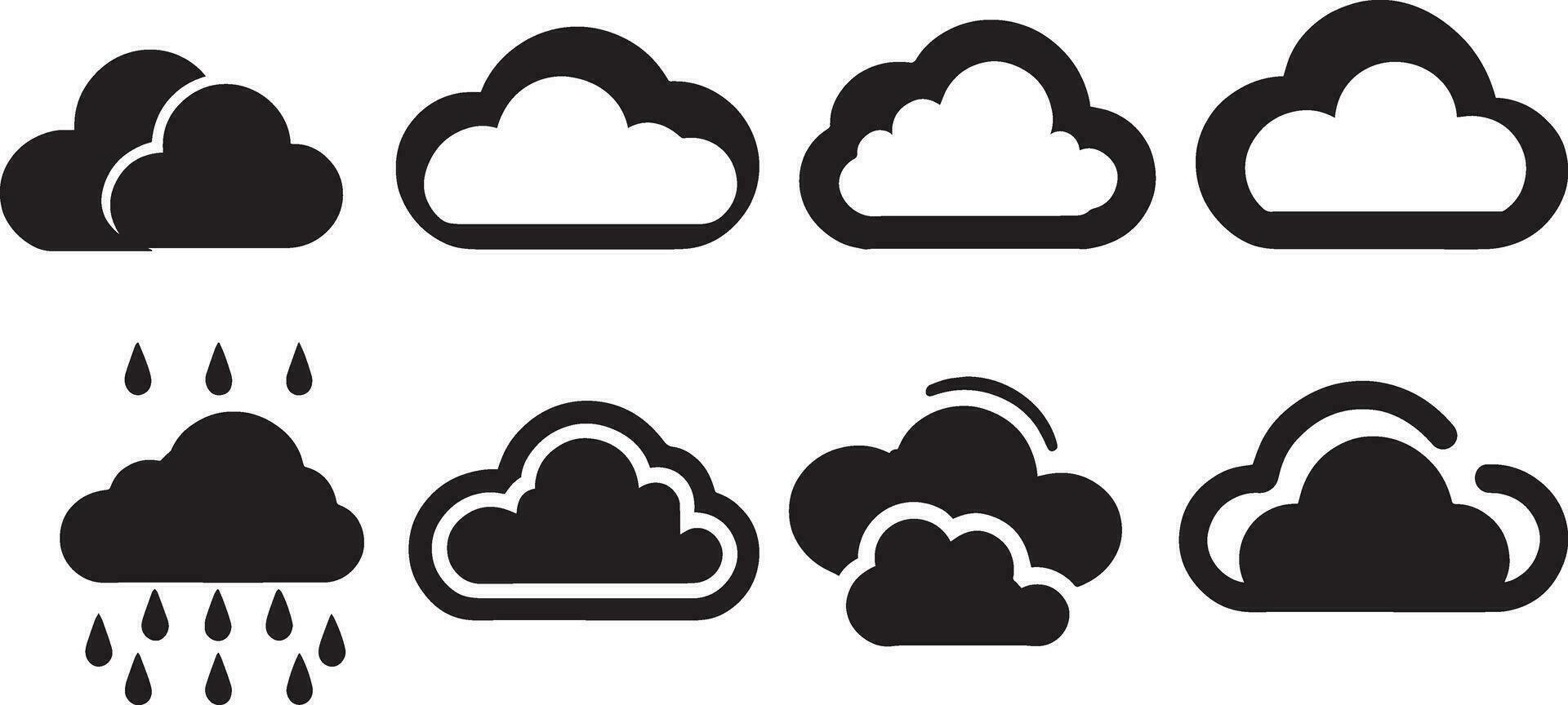 nube icona vettore silhouette illustrazione nero colore 2