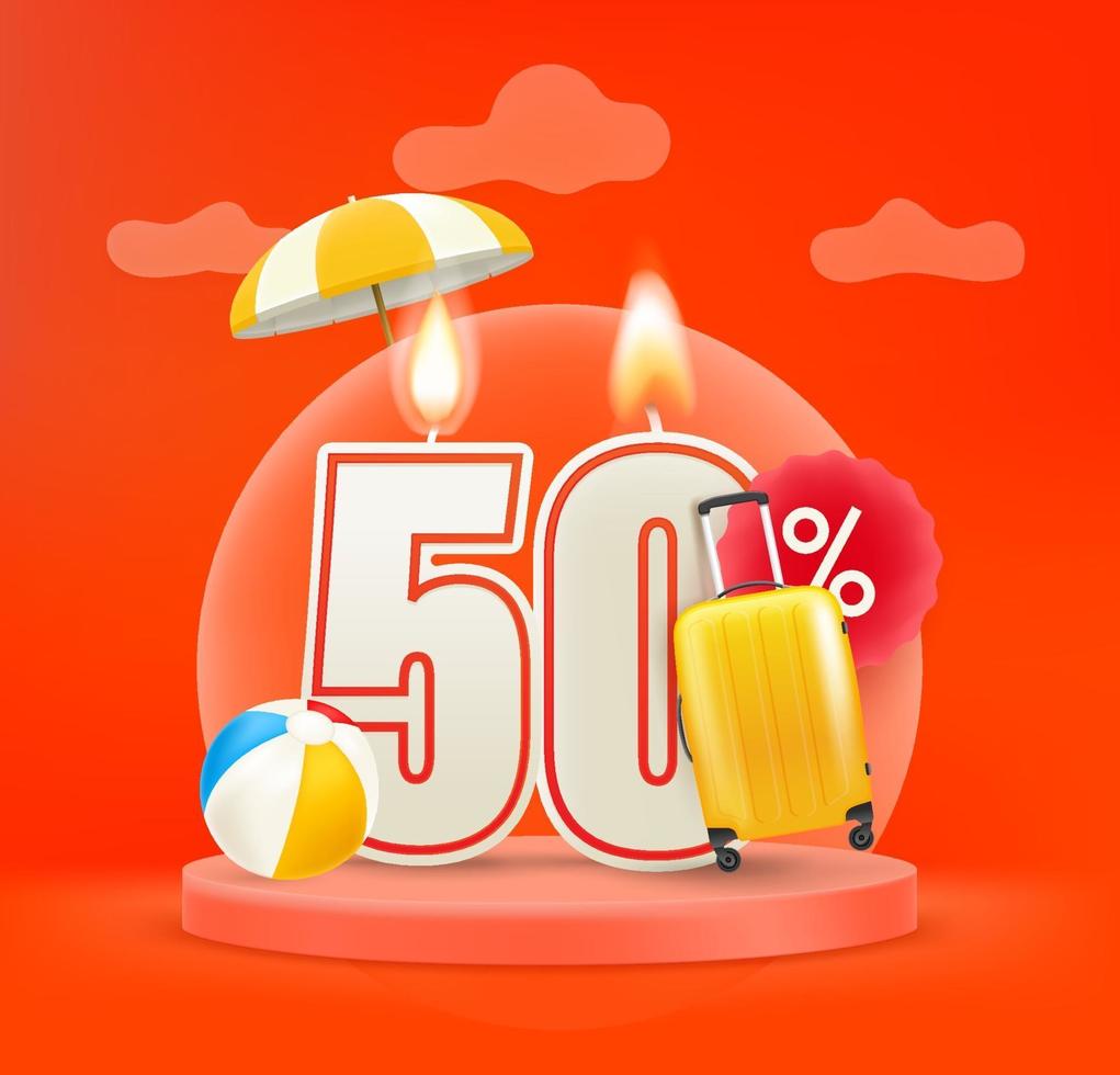 sconto vendita stagione estiva. 50 percento di vendita vettore