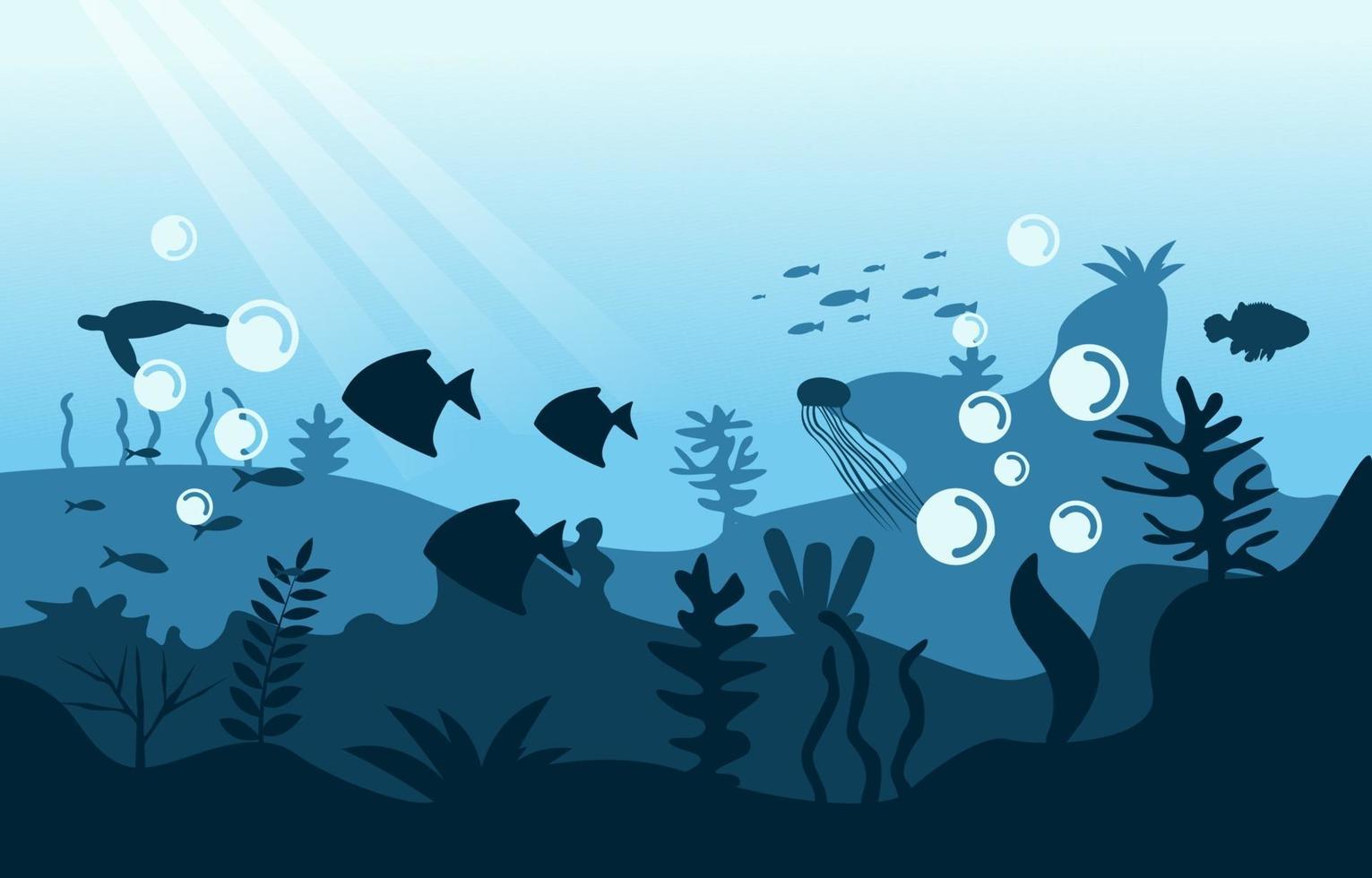 illustrazione piatta acquatica subacquea dell'oceano del mare di corallo del pesce della fauna selvatica vettore