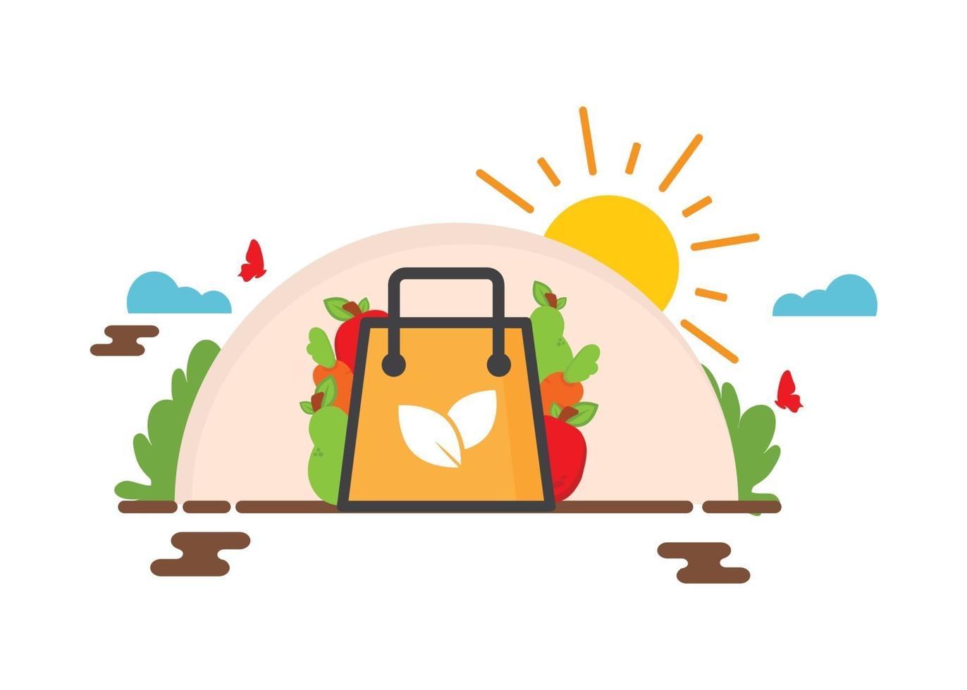 shopping bag con illustrazione di verdure. giornata mondiale vegana vettore