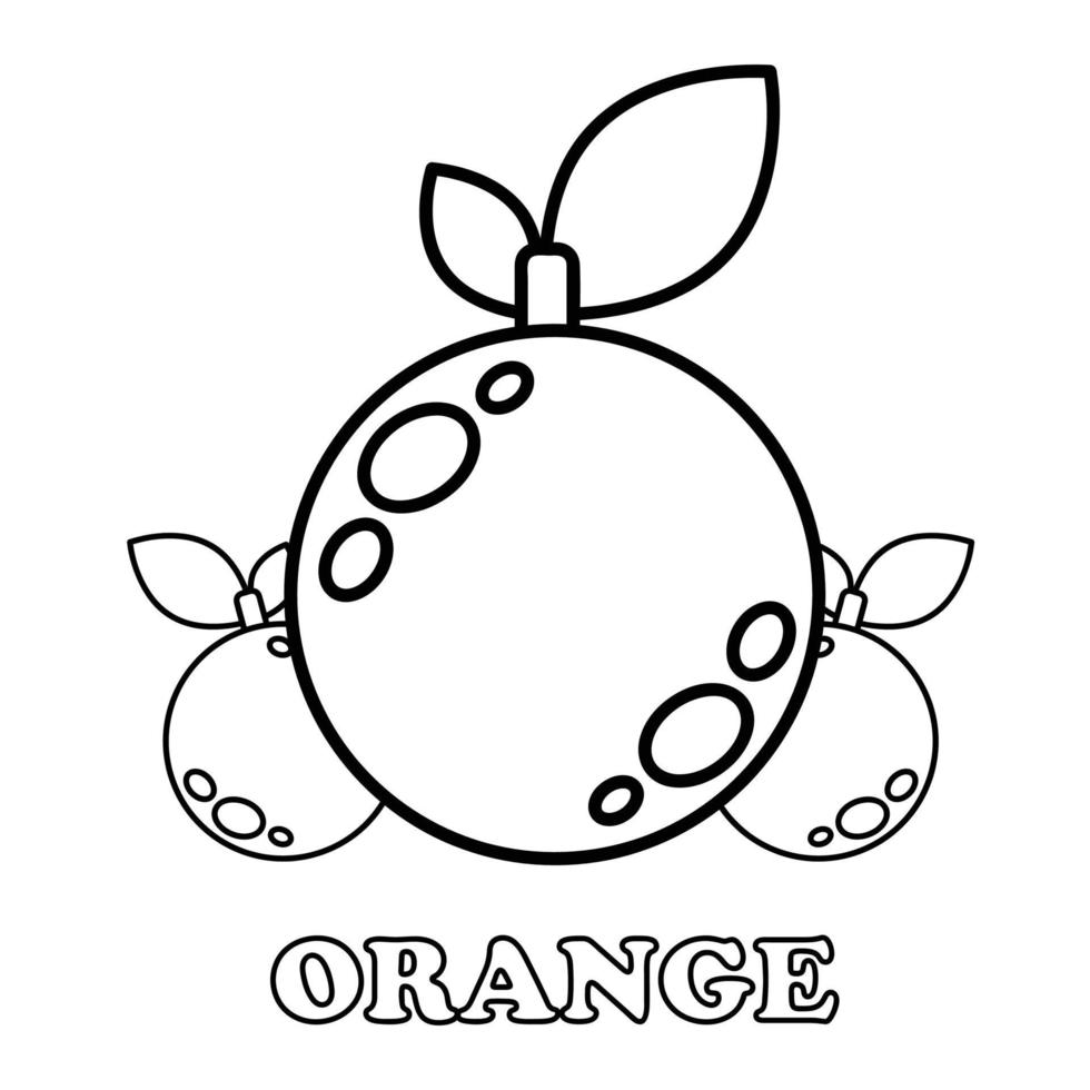 pagina da colorare di frutta arancione. pagina da colorare di cibo sano per bambini vettore