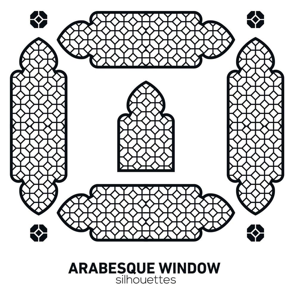 arabesco finestra sagome. vettore simbolo tradizionale islamico archi. Arabo tradizionale architettura. Ramadan kareem design elemento. geometrico ornamento Arabo modello.