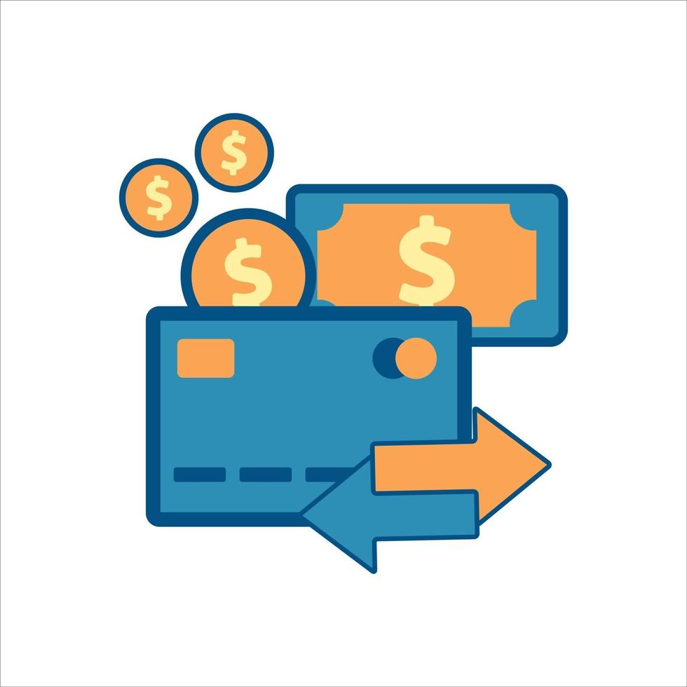 carta di credito con icona dei soldi. icona finanziaria vettore