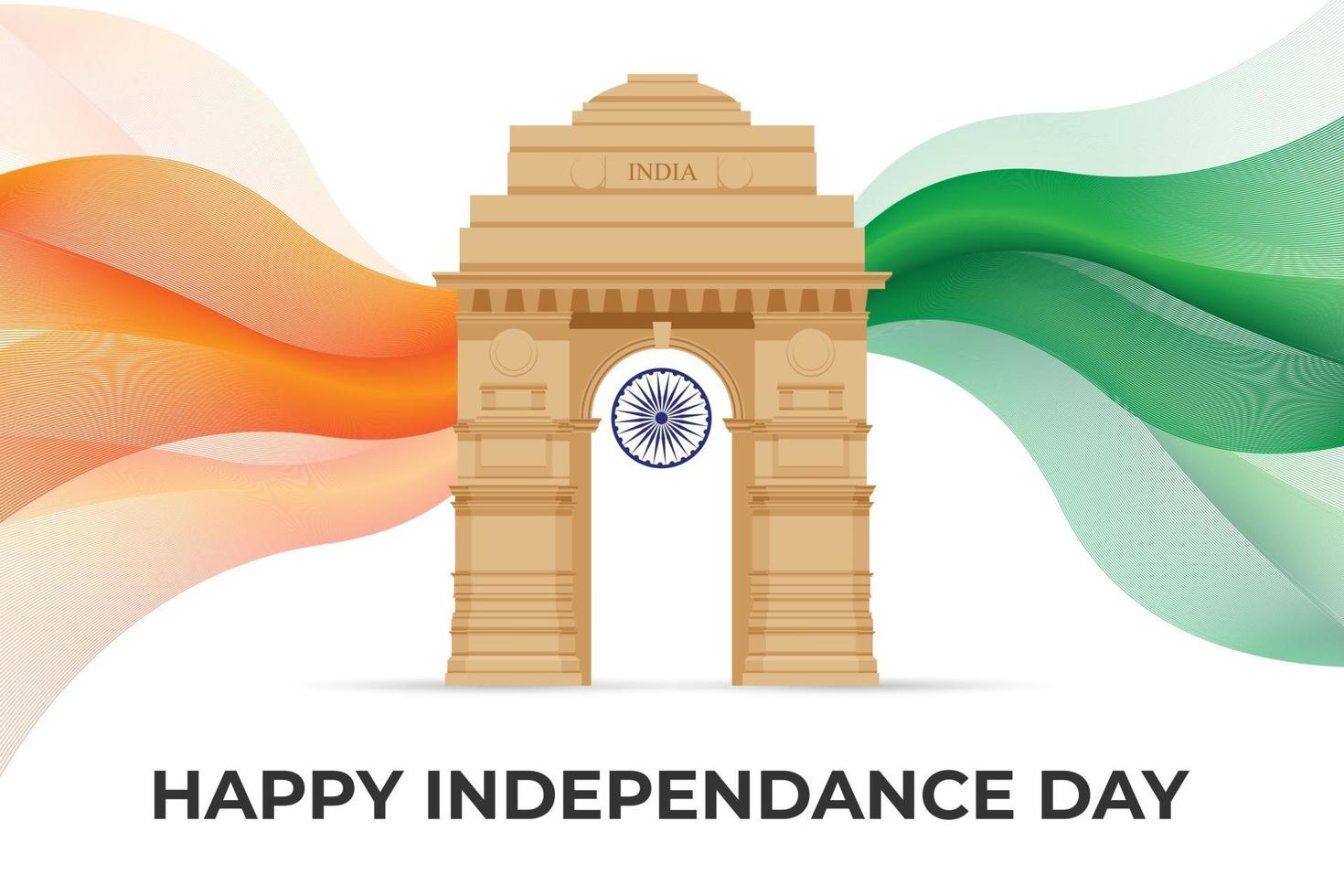 illustrazione vettoriale del giorno dell'indipendenza indiana con il cancello dell'india delhi