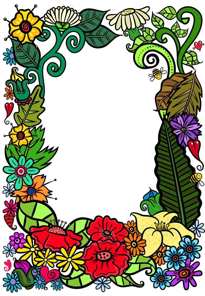 decorazione del bordo della pagina del giardino floreale vettore