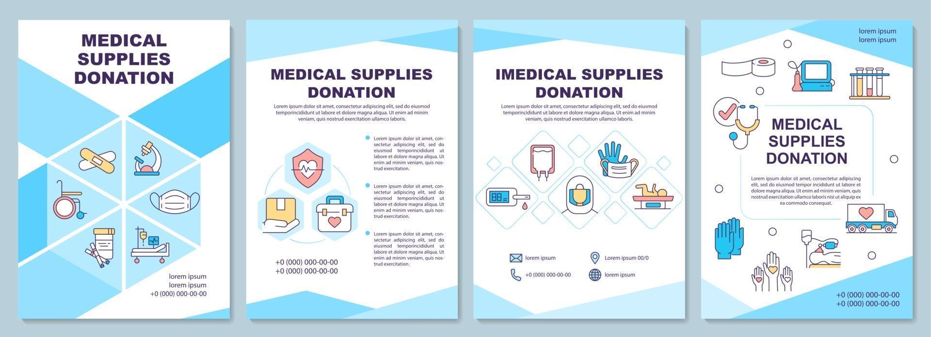 modello di brochure per la donazione di forniture mediche e imedical. vettore