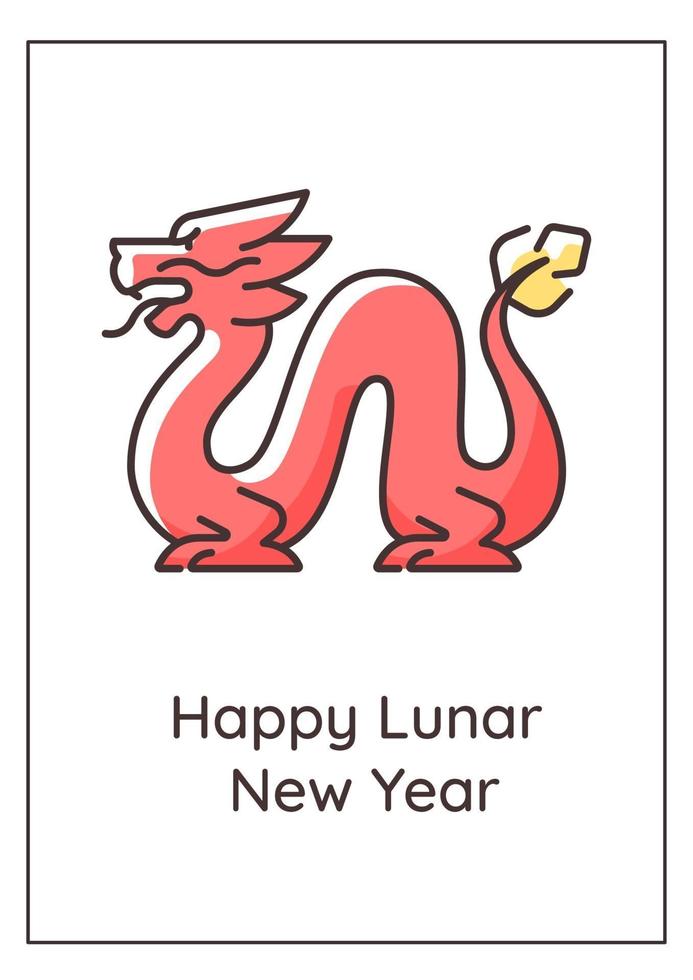 biglietto di auguri di felice anno nuovo lunare con elemento icona a colori vettore