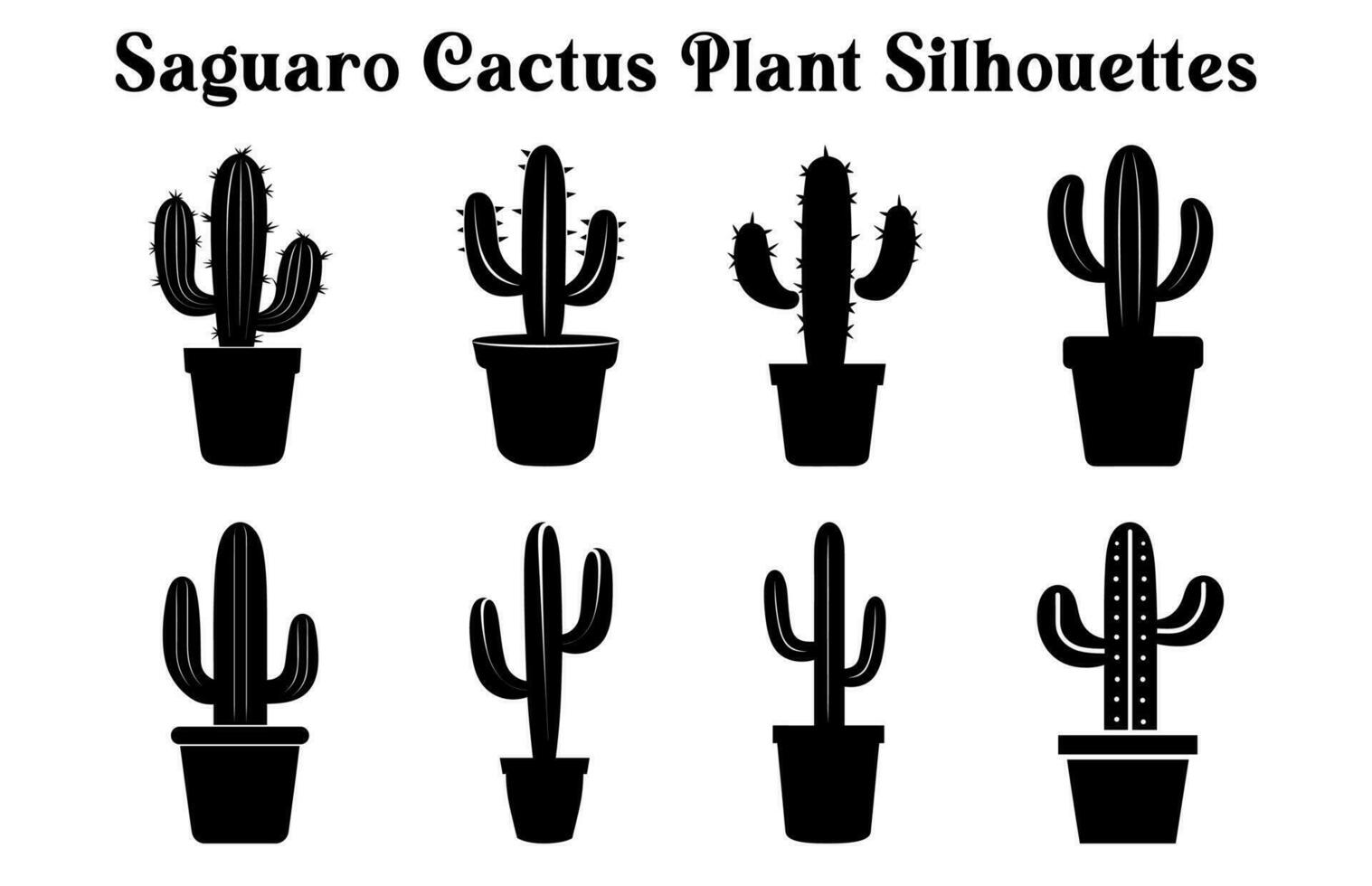 gratuito vettore in vaso impianti silhouette impostare, nero e bianca in vaso deserto pianta clipart collezione, interno pianta nel pentole
