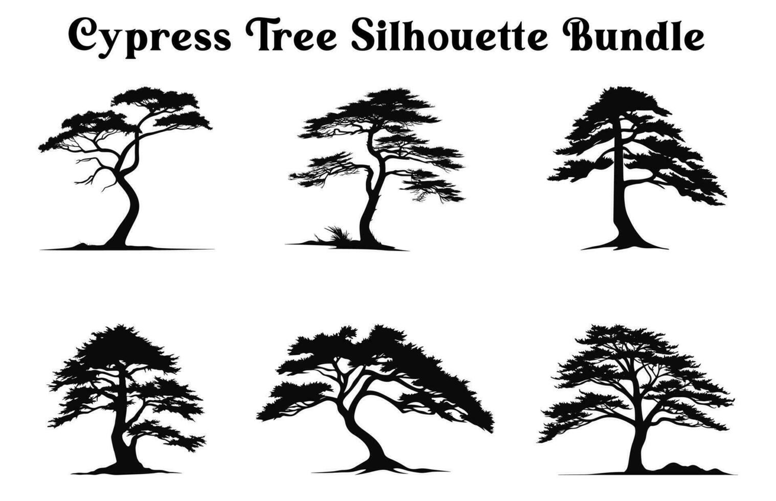 cipresso albero sagome fascio, impostato di alberi, alberi vettore silhouette clipart