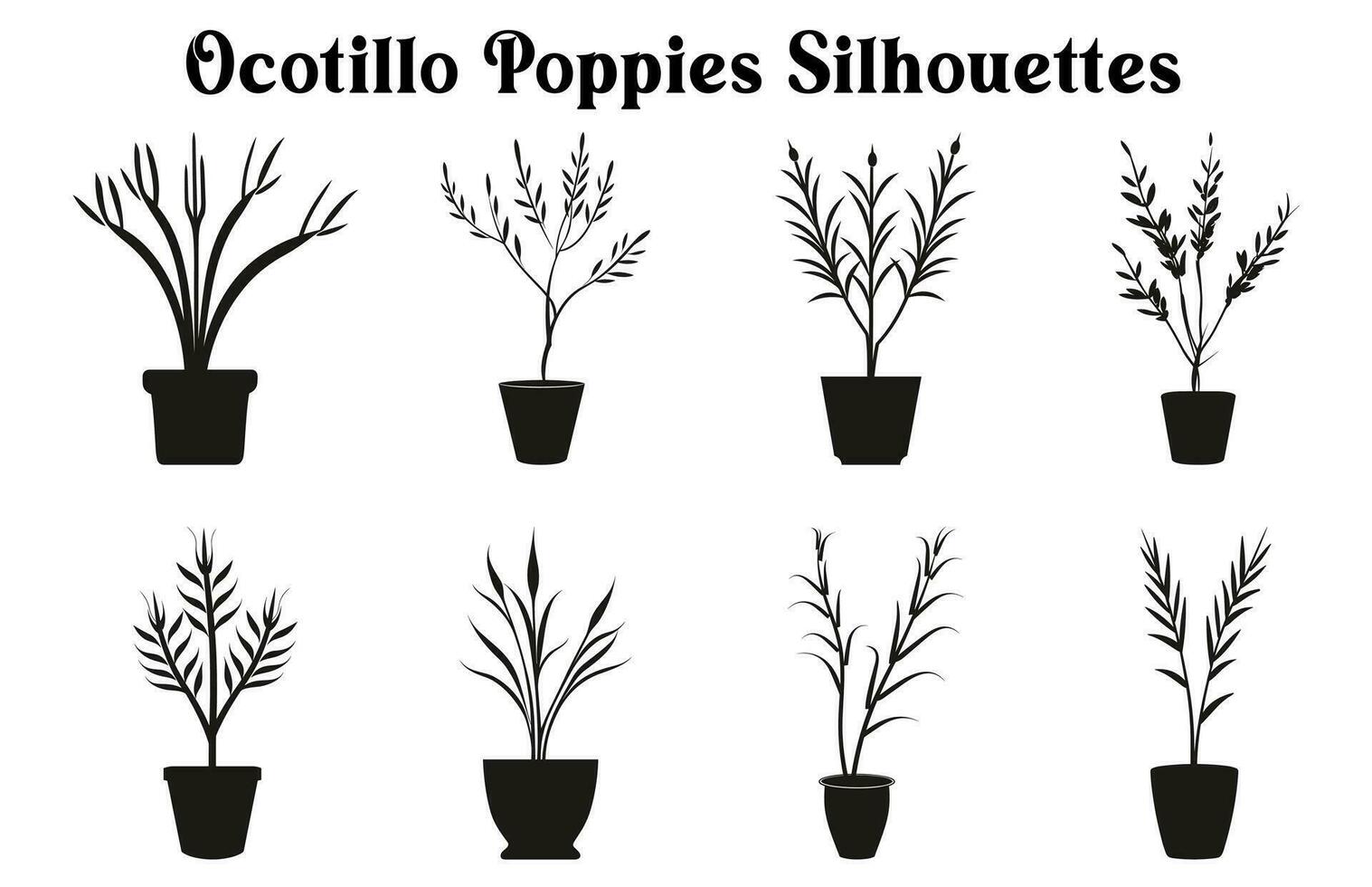 gratuito vettore in vaso impianti silhouette impostare, nero e bianca in vaso deserto pianta clipart collezione, interno pianta nel pentole