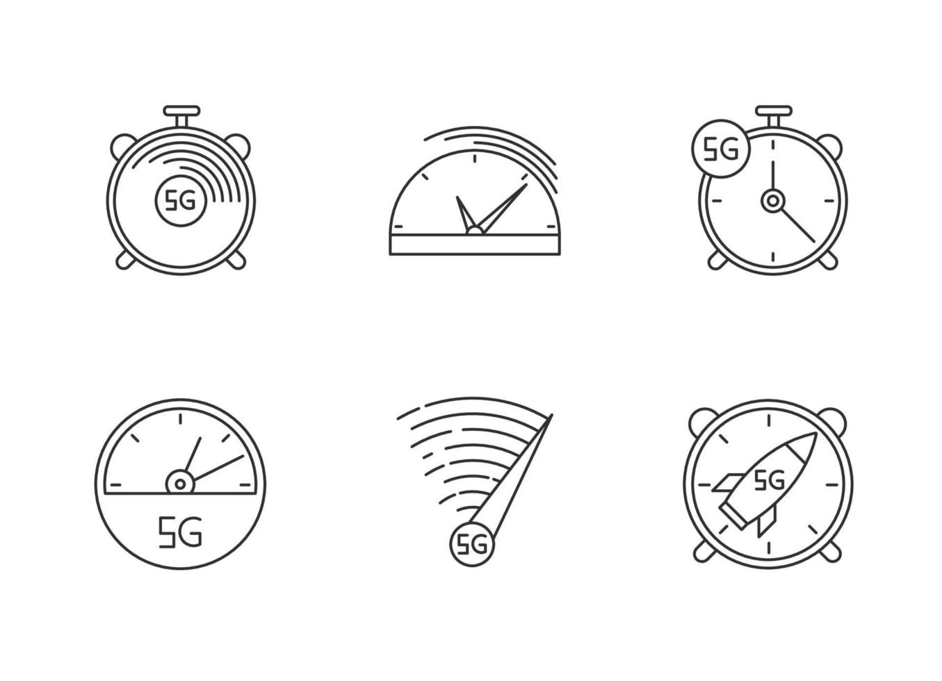 Set di icone lineari perfette per pixel di connessione ad alta velocità 5g vettore