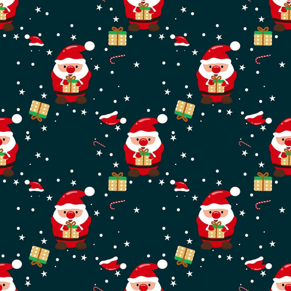 senza soluzione di continuità Natale modello Santa Claus e i fiocchi di neve può essere Usato per tessuto, involucro carta, scrapbooking, tessili, manifesti, segni e altro Natale disegni. vettore