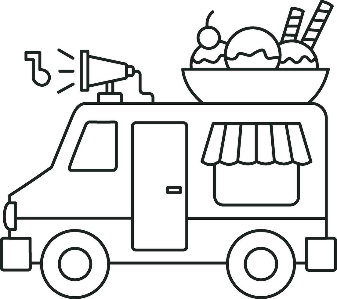 un ghiaccio crema camion con nero isolato linea design. un' auto vettore illustrazione design.