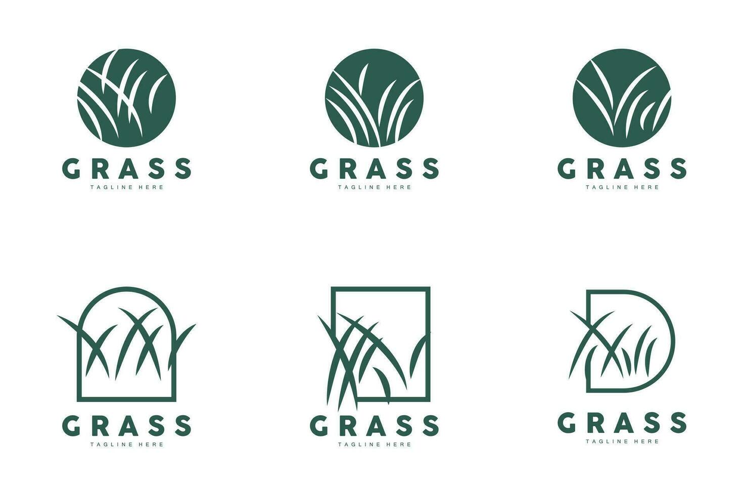 verde erba logo disegno, azienda agricola paesaggio illustrazione, natura design vettore