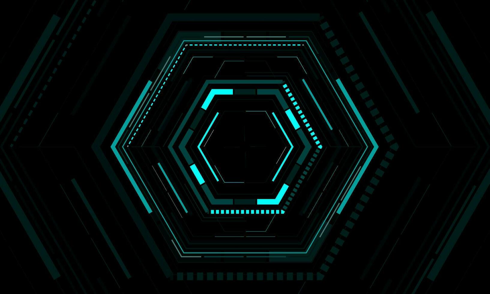hud fantascienza interfaccia schermo Visualizza blu neon geometrico su nero design virtuale la realtà futuristico tecnologia creativo Schermo vettore