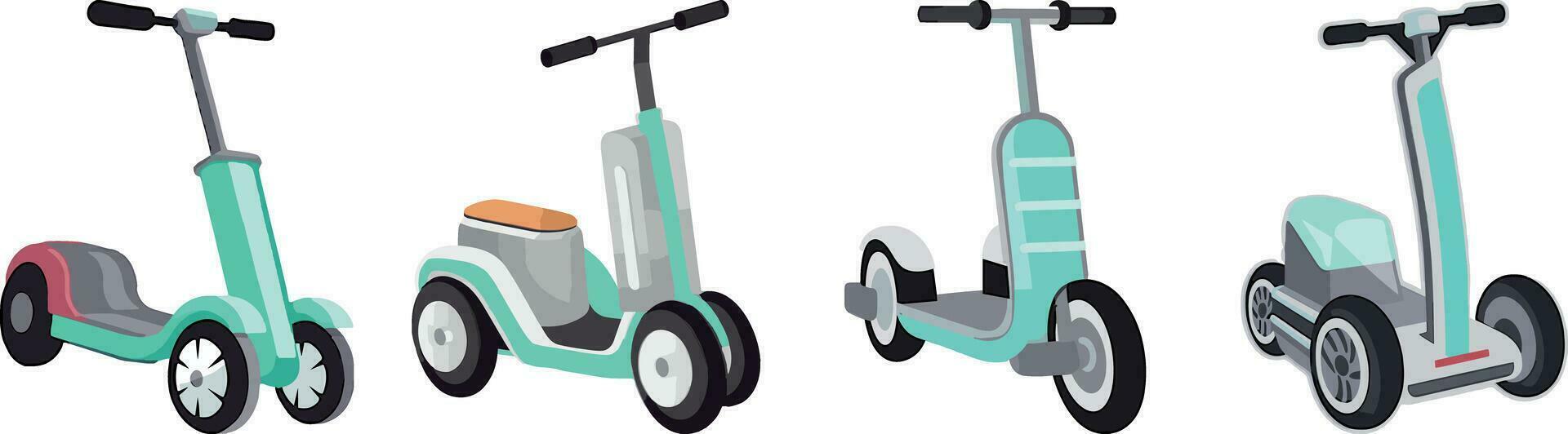 impostato di elettrico scooter su un' bianca sfondo. vettore illustrazione