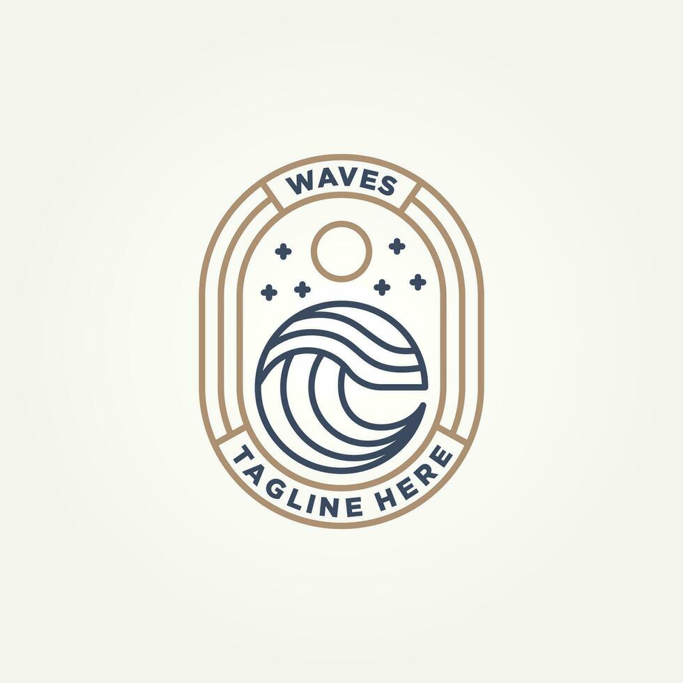 oceano acqua onda minimalista distintivo linea arte logo modello vettore illustrazione design. . semplice moderno surfista, ricorrere alberghi, vacanza emblema logo concetto