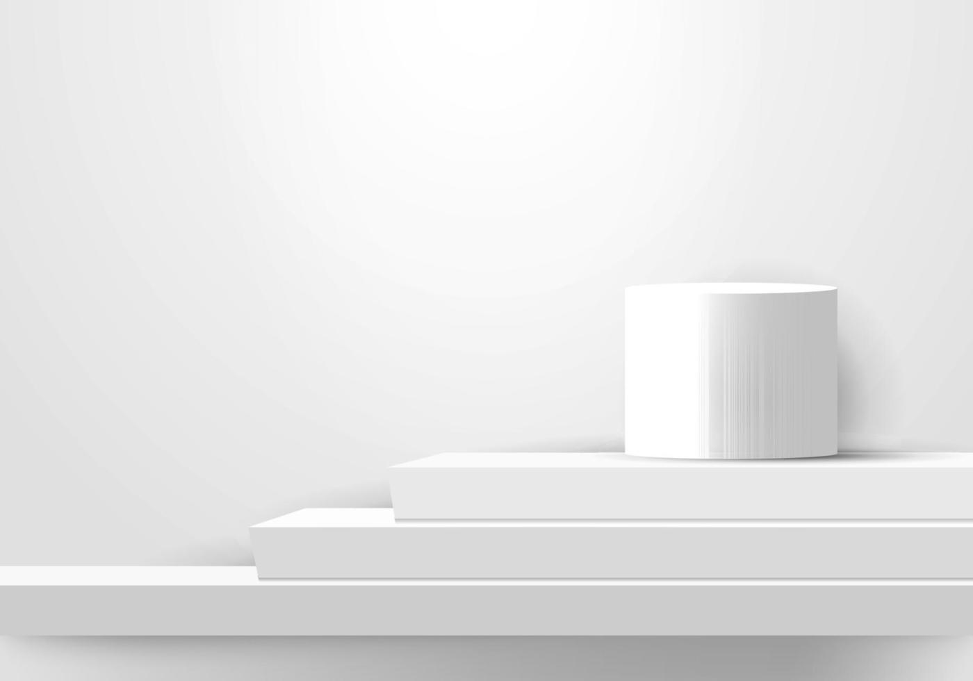 3d visualizza podi geometrici realistici di colore bianco gradini scale vettore