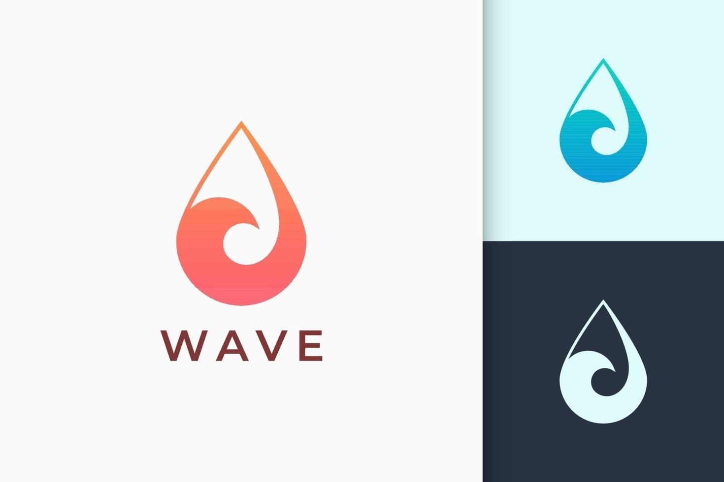 il logo surf o swim rappresenta la nautica e la spiaggia a forma di mare onda vettore