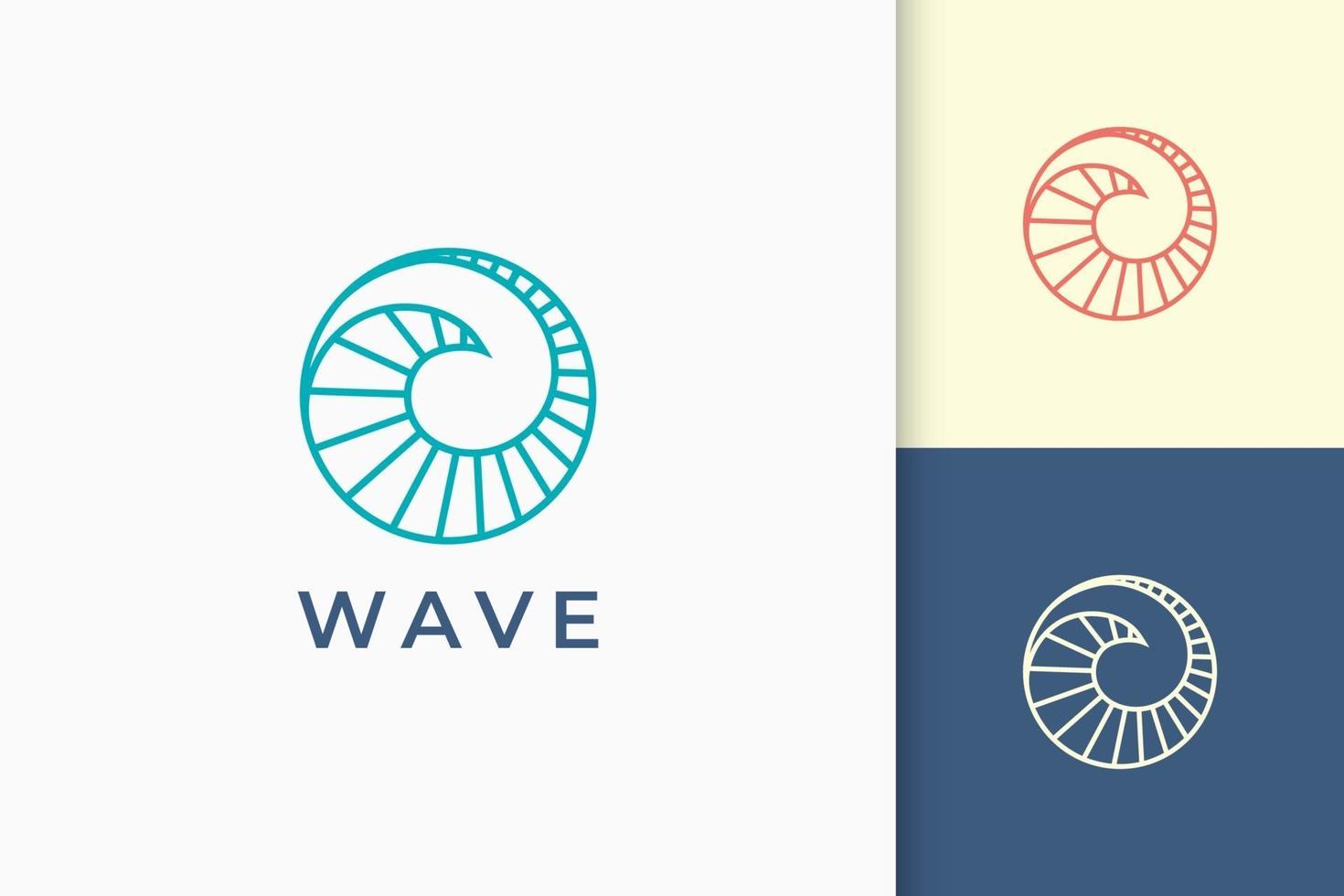 il logo surf o swim rappresenta la nautica e la spiaggia a forma di mare onda vettore
