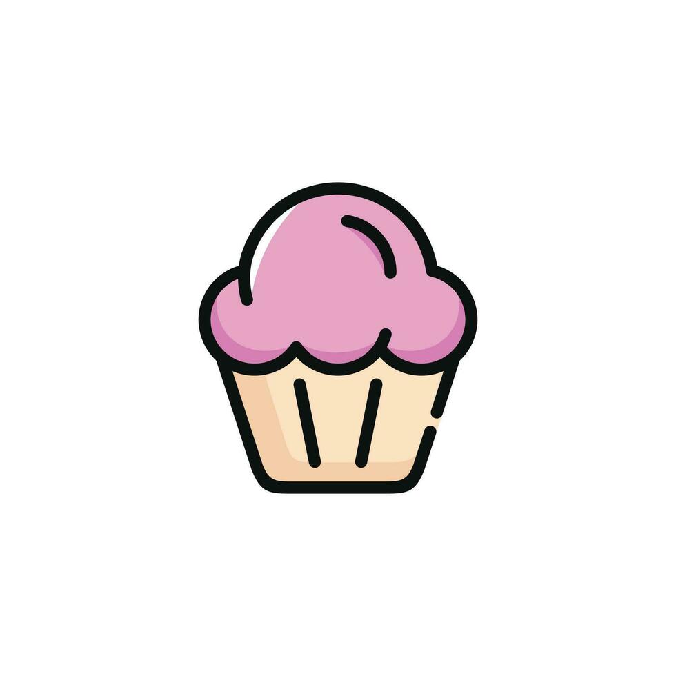 Cupcake vettore illustrazione isolato su bianca sfondo. Cupcake icona